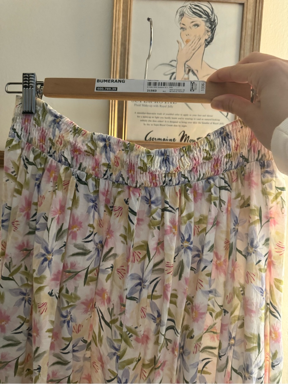 Floral White Maxi Skirt with Pink, Blue & Green Accents - Picture 2 of 3